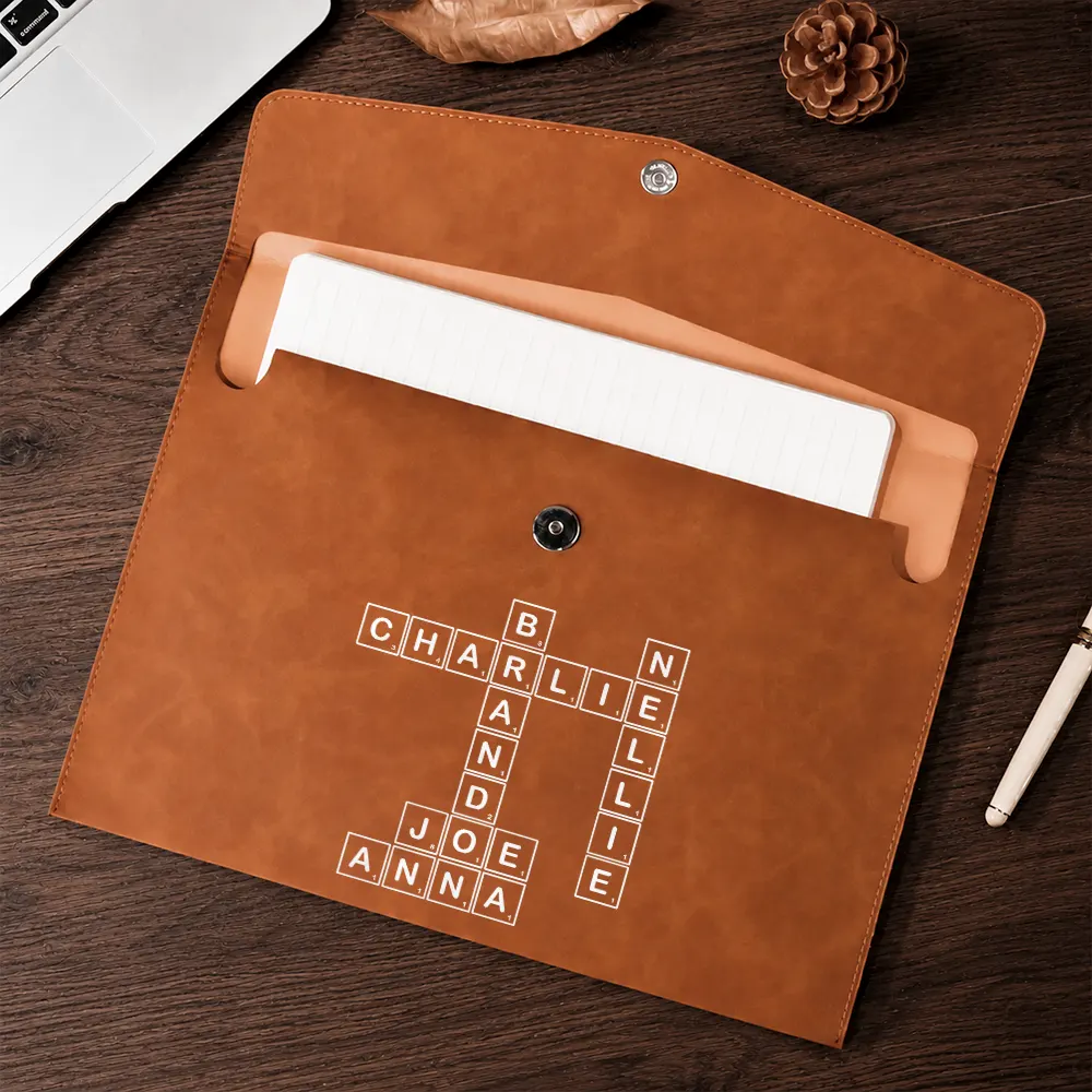 Back To School, Officer, Sentimental, Crossword - Crossword Best Team Ever Scrabble - Personalized Leather Sleeve