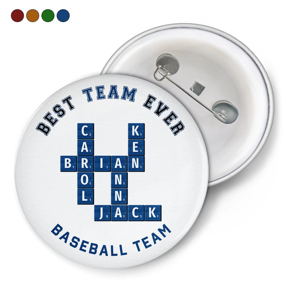 Crossword Best Team Ever Scrabble Name - Personalized Plastic Pinback Button