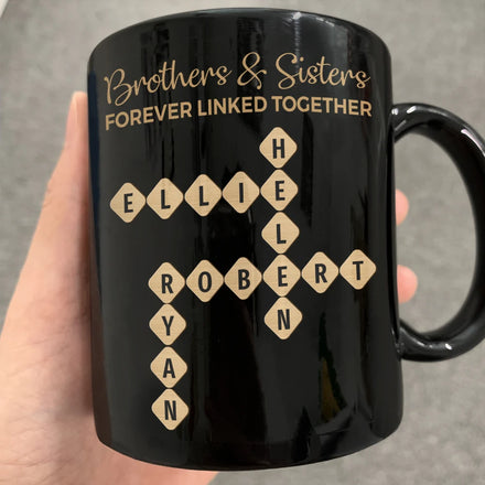 Crossword Brothers & Sisters Forever Linked Together - Personalized Mug