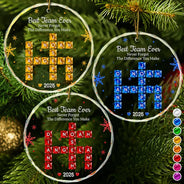Grateful,Gift For Colleagues,Christmas,Crossword - Crossword Crystal Effect Best Team Ever Never Forget The Difference You Make - Personalized Circle Glass Ornament