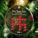 Grateful,Gift For Colleagues,Christmas,Crossword - Crossword Crystal Effect Best Team Ever Never Forget The Difference You Make - Personalized Circle Glass Ornament