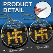 Grateful,Gift For Colleagues,Christmas,Crossword - Crossword Crystal Effect Best Team Ever Never Forget The Difference You Make - Personalized Circle Glass Ornament