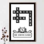 Family,Happy - Crossword Family Art - Personalized Poster