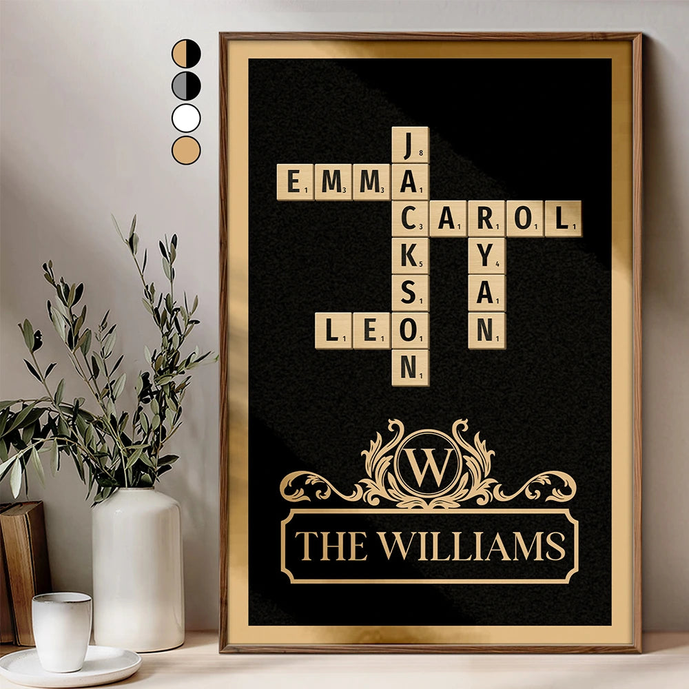 Crossword Family Art - Personalized Poster