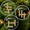Christmas,Cozy,Family,Crossword - Crossword Family Forever - Personalized Circle Glass Ornament