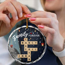 Christmas,Cozy,Family,Crossword - Crossword Family Forever - Personalized Circle Glass Ornament