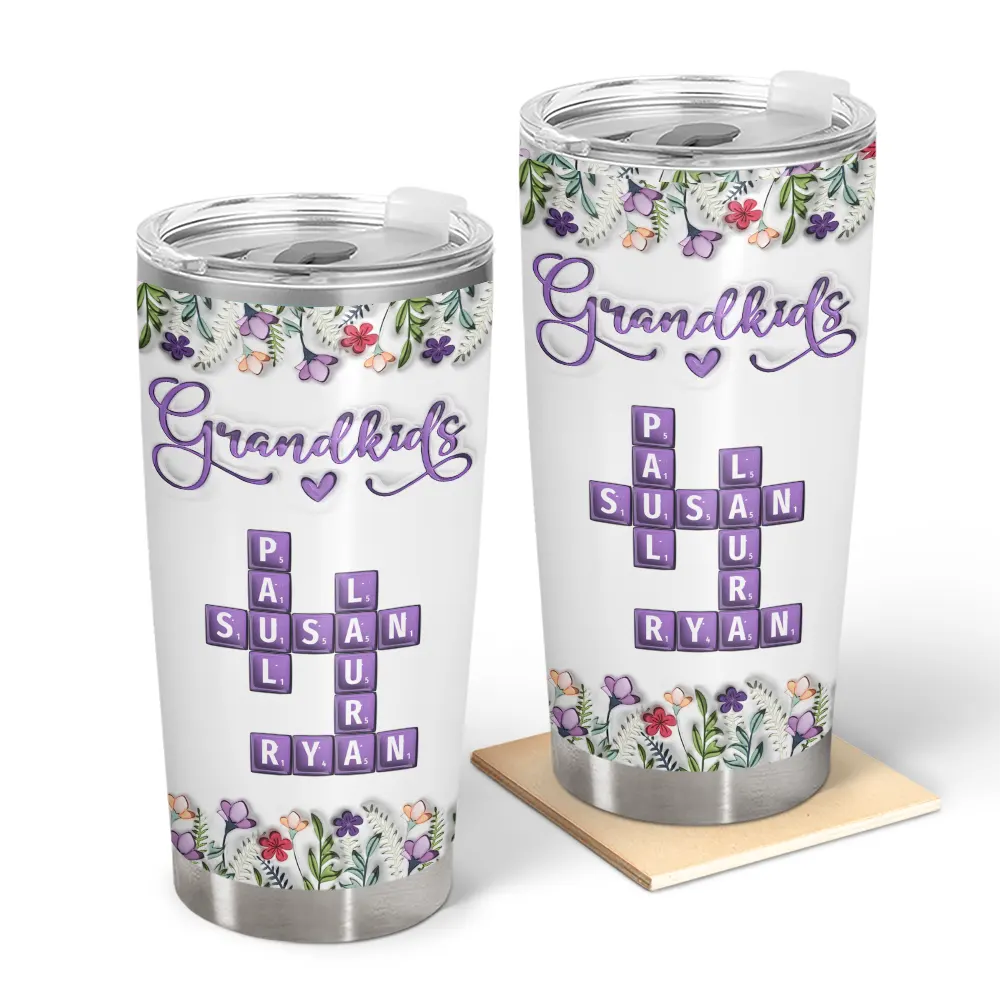 Crossword Grandkids - 3D Inflated Effect Printed Cup, Personalized Tumbler