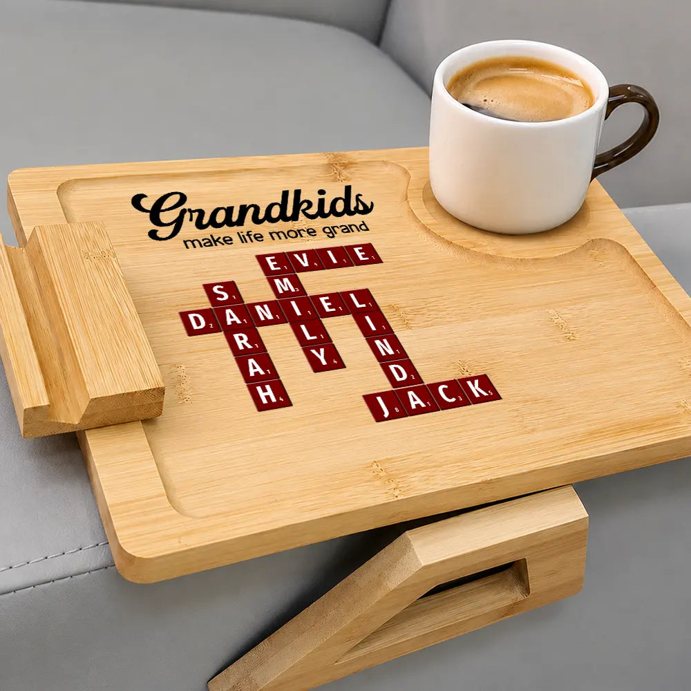 Gift For Men,Gift For Grandpa,Grandpa - Grandkids,Gift For Grandma,Grandma - Grandkids,Gift For Women,Gift For Grandparents,Non-Eng,Crossword,Icon,Adorable - Crossword Grandkids Make Life More Grand - Personalized Couch Arm Table