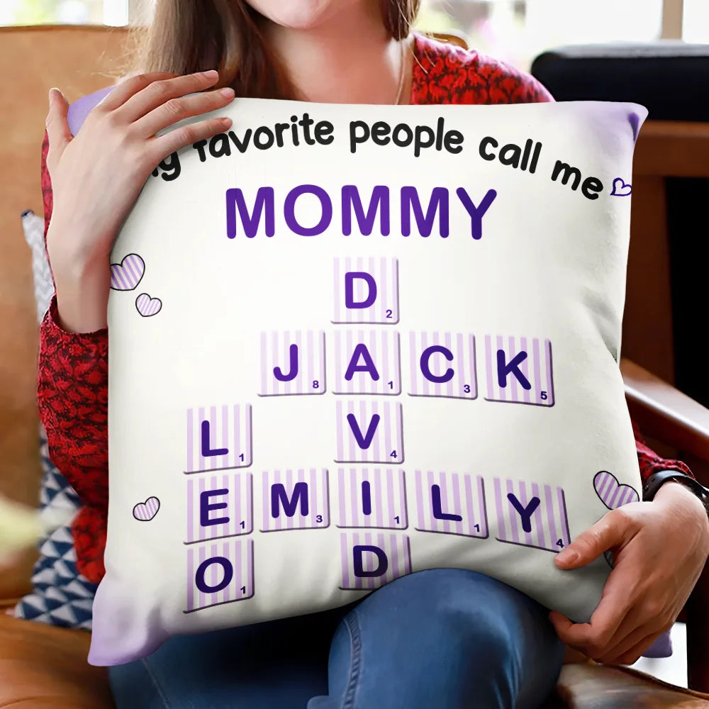 Crossword,Family,Gift For Mother,Gift For Women,Happy,Gift For Yourself,Gift For Sisters,Gift For Grandma - Crossword My Favorite People Call Me Grandma - Personalized Pillow
