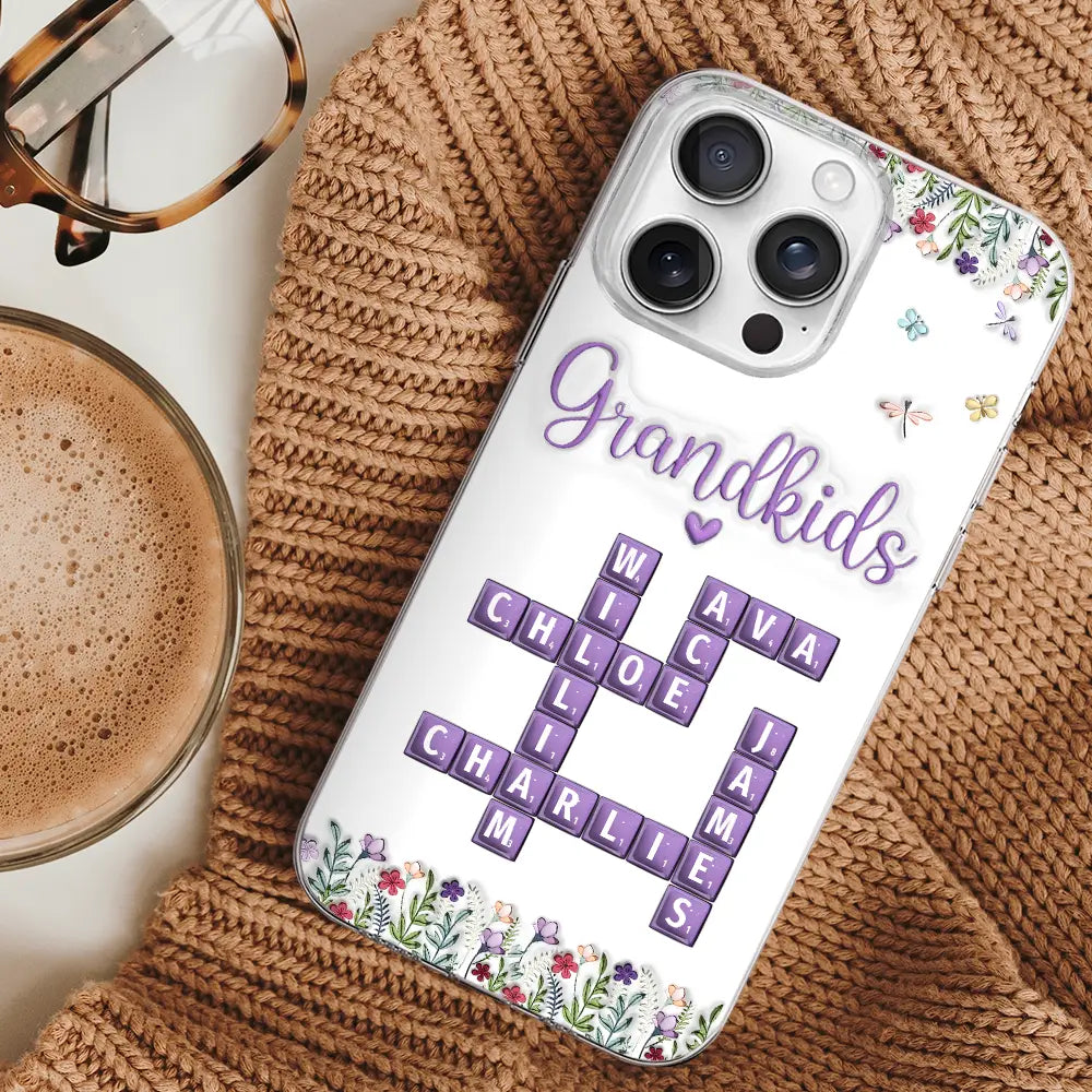 Crossword My Grandkids 3D Inflated Effect - Personalized Clear Phone Case