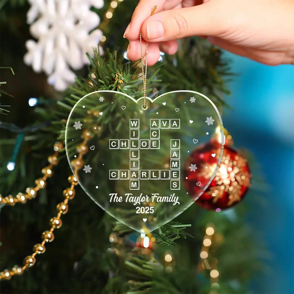 Gift For Couples,Gift For Husband,Gift For Wife,Parents,Gift For Mother,Gift For Grandpa,Gift For Father,Gift For Grandma,Family,Love,Christmas - Crossword Scrabble Family Name - Personalized Custom Shaped Acrylic Ornament