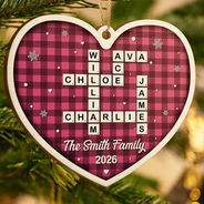 Gift For Couples,Gift For Husband,Gift For Wife,Parents,Gift For Mother,Gift For Grandpa,Gift For Father,Gift For Grandma,Family,Love,Christmas - Crossword Scrabble Family Name - Personalized Custom Shaped Wooden Ornament