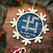 Gift For Couples,Gift For Husband,Gift For Wife,Parents,Gift For Mother,Gift For Grandpa,Gift For Father,Gift For Grandma,Family,Love,Christmas - Crossword Scrabble Family Name - Personalized Custom Shaped Wooden Ornament