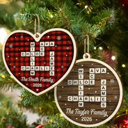 Gift For Couples,Gift For Husband,Gift For Wife,Parents,Gift For Mother,Gift For Grandpa,Gift For Father,Gift For Grandma,Family,Love,Christmas - Crossword Scrabble Family Name - Personalized Custom Shaped Wooden Ornament