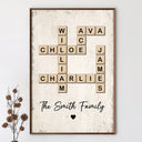 Family,Parents,Gift For Grandparents,Happy - Crossword Scrabble Family Name - Personalized Poster