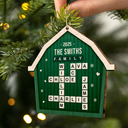 Christmas, Family - Crossword Scrabble Family Name Together In One Home - Personalized Custom Shaped Wooden Ornament