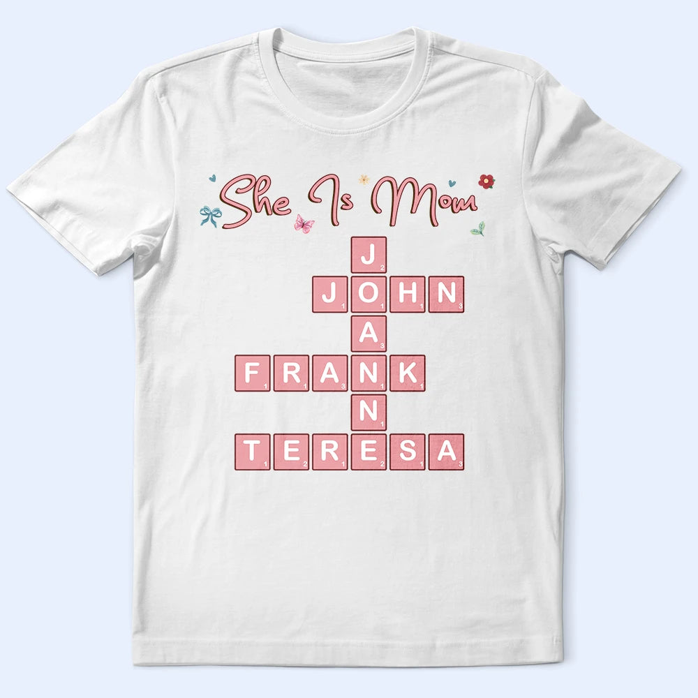 Crossword She Is Mom Nana - Personalized T Shirt