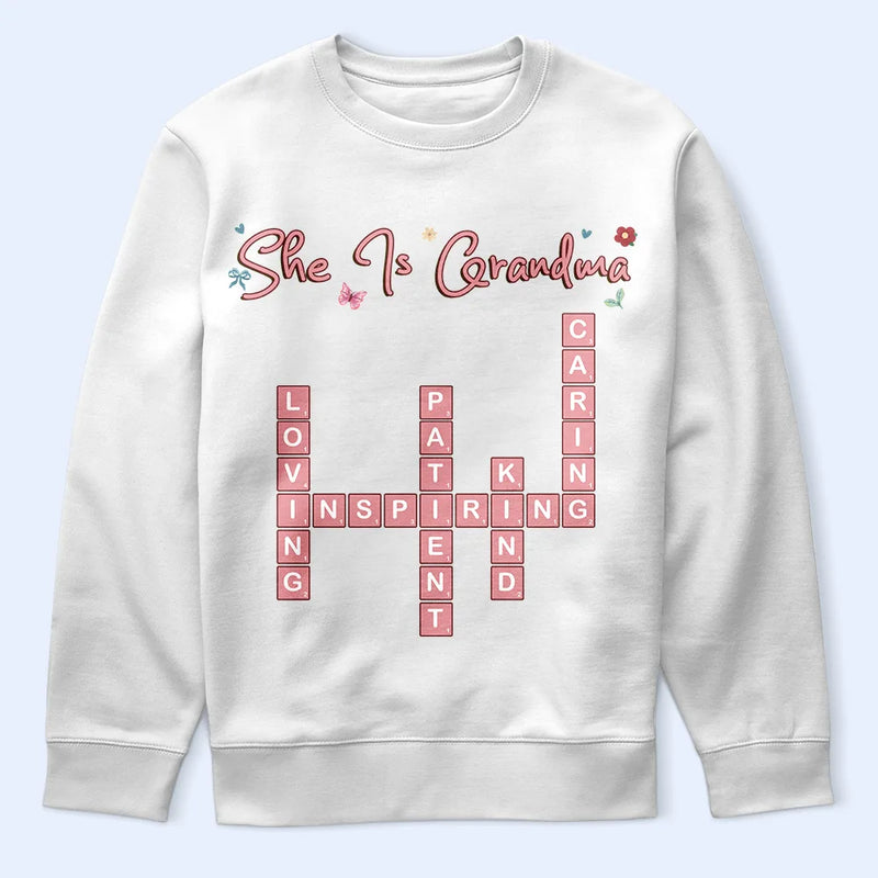 Family,Gift For Mother,Gift For Wife,Gift For Women,Happy,Gift For Yourself,Gift For Grandma - Crossword She Is Mom Nana - Personalized T Shirt