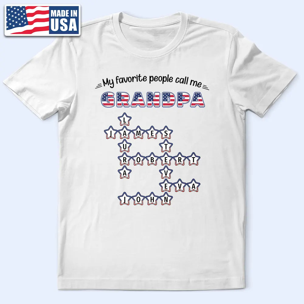 Independence Day,Gift For Grandpa,Humorous,Crossword - Crossword Stars & Stripes My Favorite People Call Me Grandpa - Personalized T Shirt