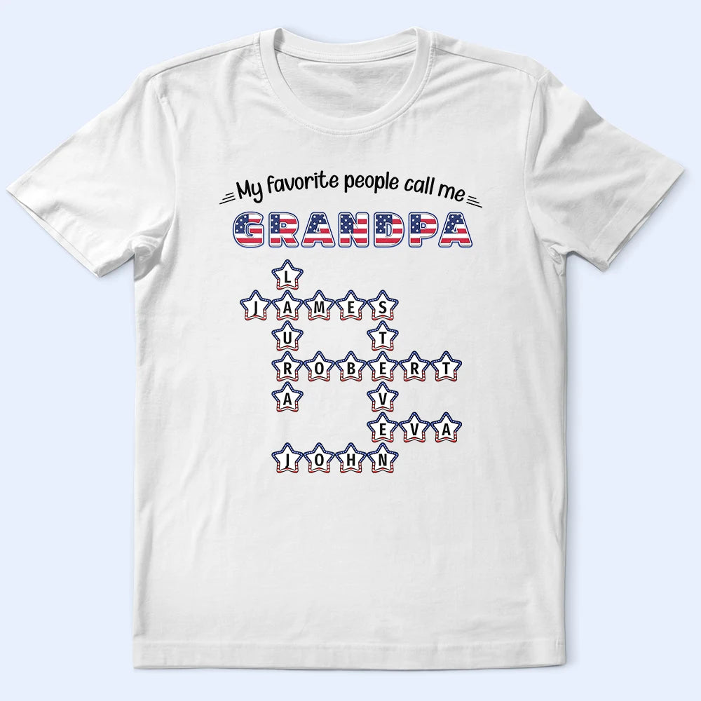 Independence Day,Gift For Grandpa,Humorous,Crossword - Crossword Stars & Stripes My Favorite People Call Me Grandpa - Personalized T Shirt