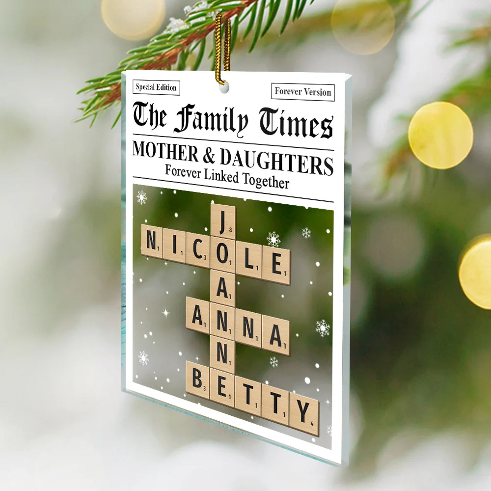 Family,Gift For Mother,Gift For Father,Mom ,Daughters,Children,Dad,Daughters,Sons,Gift For Sibling,Cousin,Christmas,Love - Crossword The Family Times - Personalized Custom Shaped Acrylic Ornament