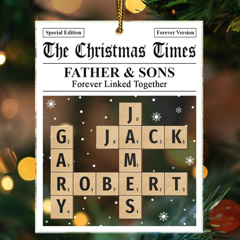 Family,Gift For Mother,Gift For Father,Mom ,Daughters,Children,Dad,Daughters,Sons,Gift For Sibling,Cousin,Christmas,Love - Crossword The Family Times - Personalized Custom Shaped Acrylic Ornament