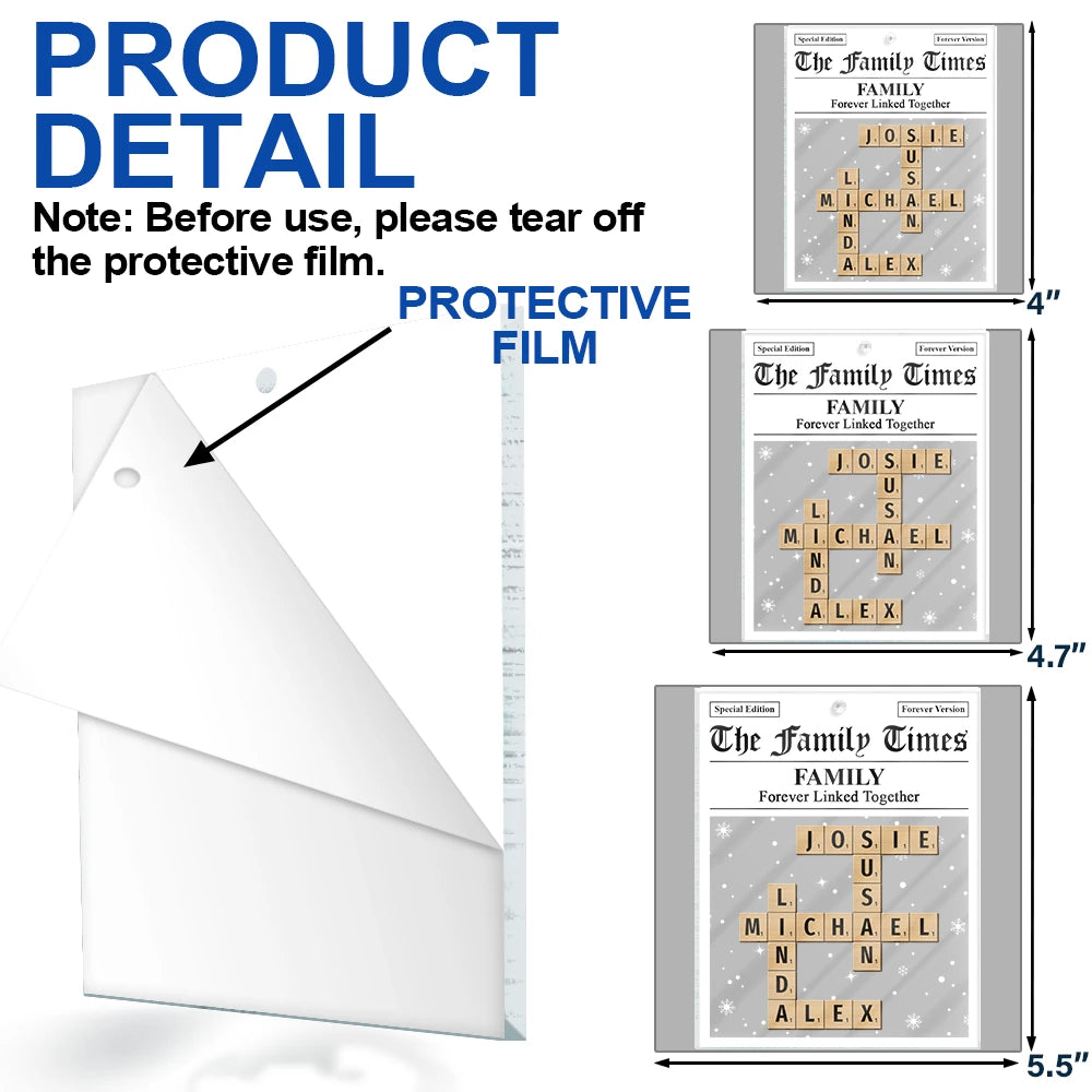 Family,Gift For Mother,Gift For Father,Mom ,Daughters,Children,Dad,Daughters,Sons,Gift For Sibling,Cousin,Christmas,Love - Crossword The Family Times - Personalized Custom Shaped Acrylic Ornament