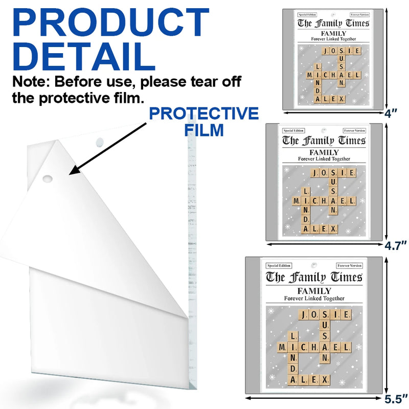 Family,Gift For Mother,Gift For Father,Mom ,Daughters,Children,Dad,Daughters,Sons,Gift For Sibling,Cousin,Christmas,Love - Crossword The Family Times - Personalized Custom Shaped Acrylic Ornament