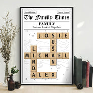 Family,Gift For Mother,Gift For Father,Mom - Daughters (Adult),Mom - Daughters (Young),Mom - Children,Dad - Daughters (Adult),Dad - Daughters (Young),Dad - Sons,Dad - Children,Gift For Sibling,Cousin,Christmas,Love - Crossword The Family Times - Personalized Poster