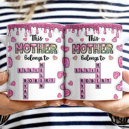 Gift For Mother,Gift For Grandma,Happy,Crossword - Crossword This Mom Grandma Belongs To - Personalized White Edge-to-Edge Mug