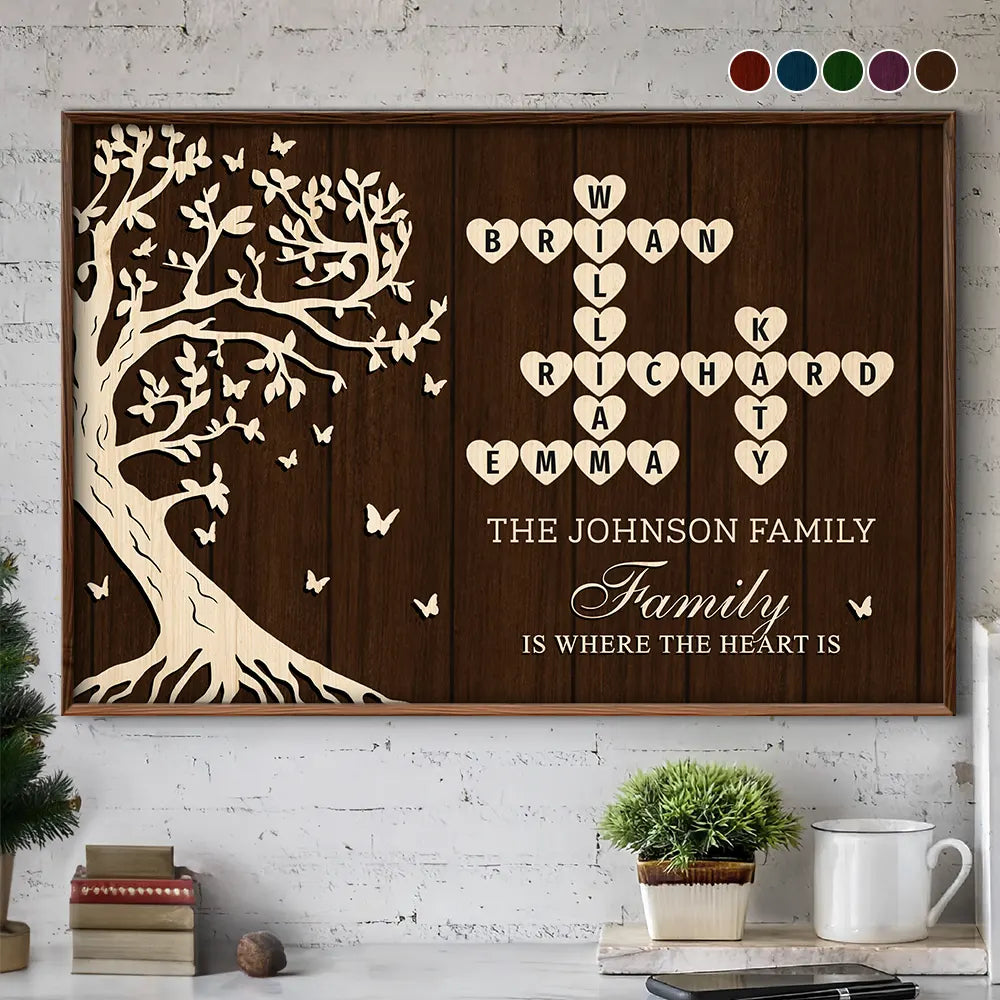 Family, Proud, Crossword - Crossword Tree Of Life Family Is Where The Heart Is - Personalized Poster