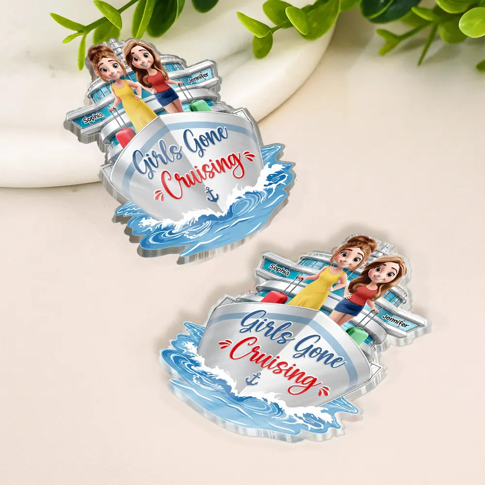 Summer, Cruising, Gift For Bestie, Playful, Vector - Cruise Bestie On Trip Girls Trip - Personalized Acrylic Magnet