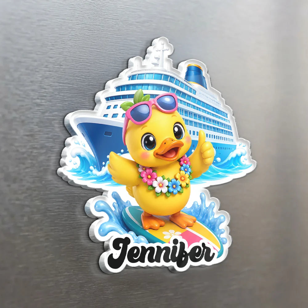 Playful,Cruising,Family,Summer,Icon - Cruise Ducks Family Friend Summer Trip - Personalized Acrylic Magnet