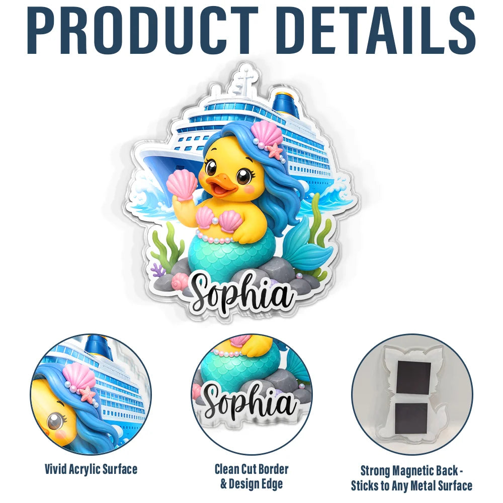 Playful,Cruising,Family,Summer,Icon - Cruise Ducks Family Friend Summer Trip - Personalized Acrylic Magnet