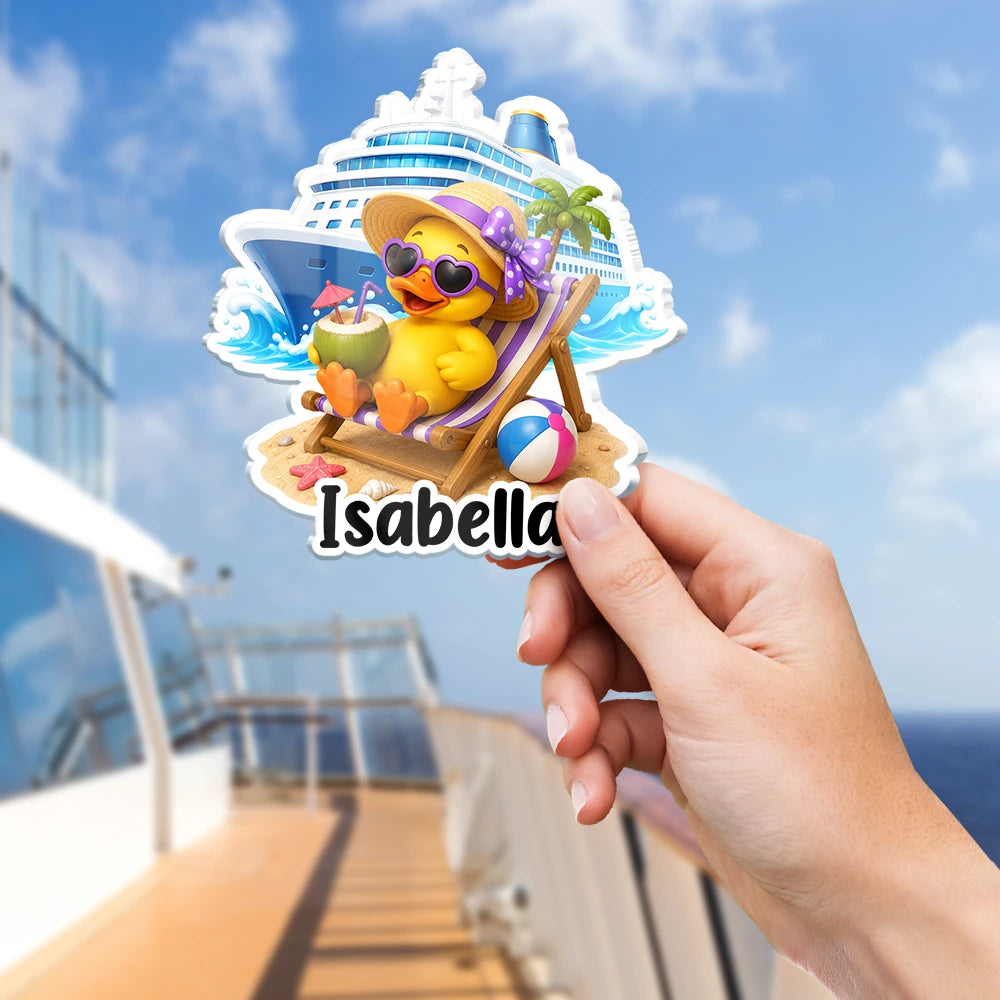 Playful,Cruising,Family,Summer,Icon - Cruise Ducks Family Friend Summer Trip - Personalized Acrylic Magnet