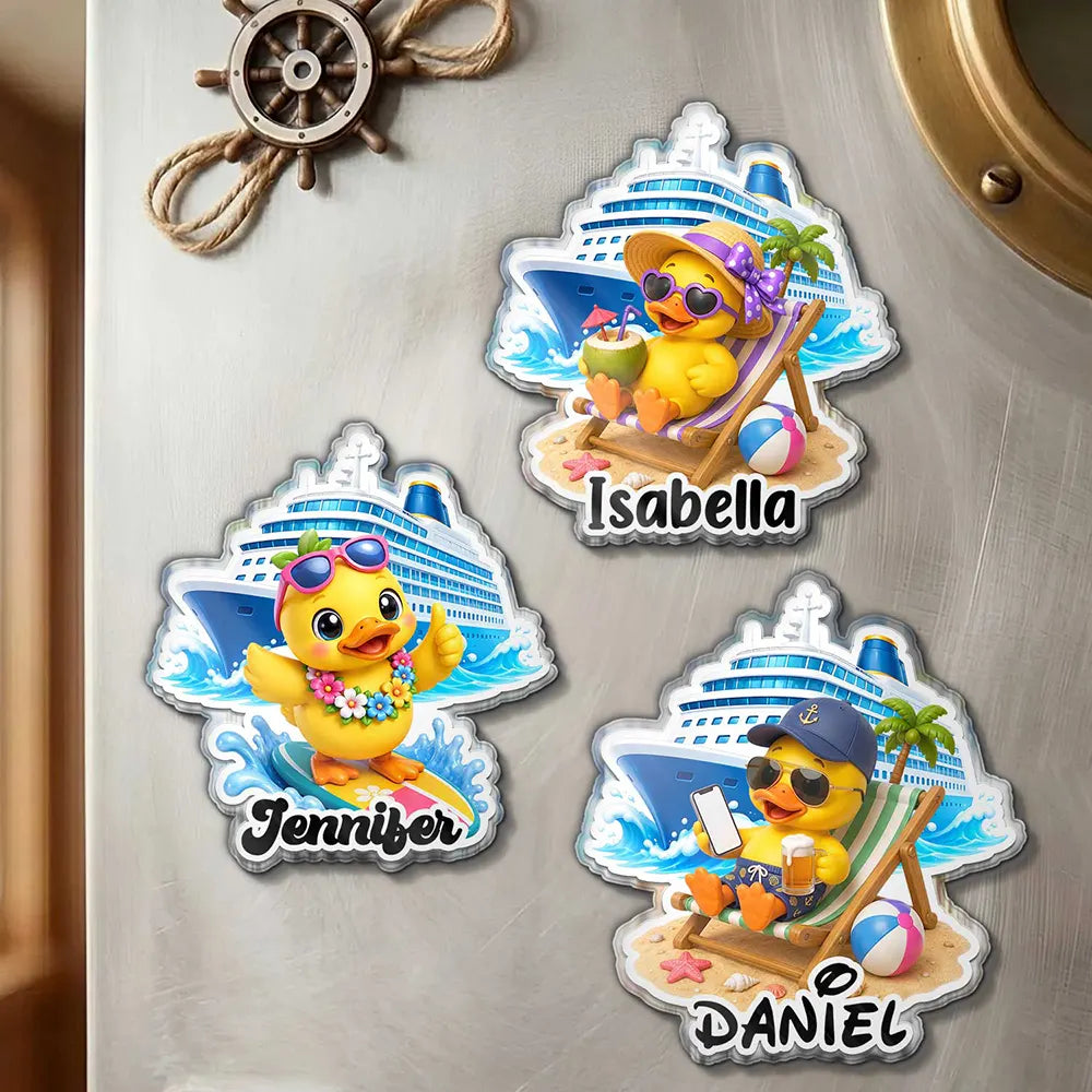 Playful,Cruising,Family,Summer,Icon - Cruise Ducks Family Friend Summer Trip - Personalized Acrylic Magnet