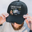 Travel, Happy, Gift For Yourself - Cruise Hair Don't Care - Personalized Vintage Washed Denim Cap