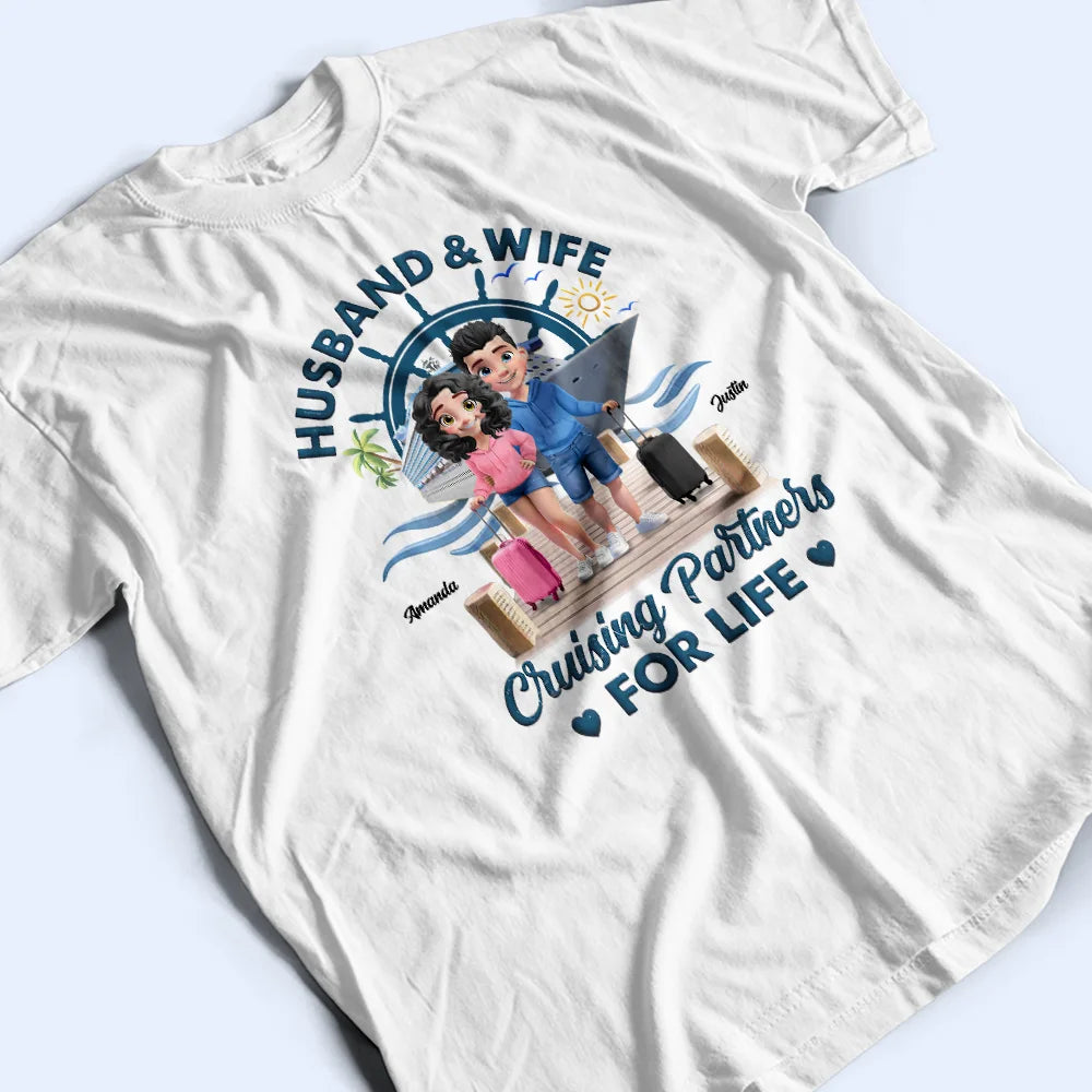 Happy,Gift For Yourself,Gift For Women,Gift For Men,Grilling - Cruising Partners For Life 3D Effect Couple - Personalized T Shirt