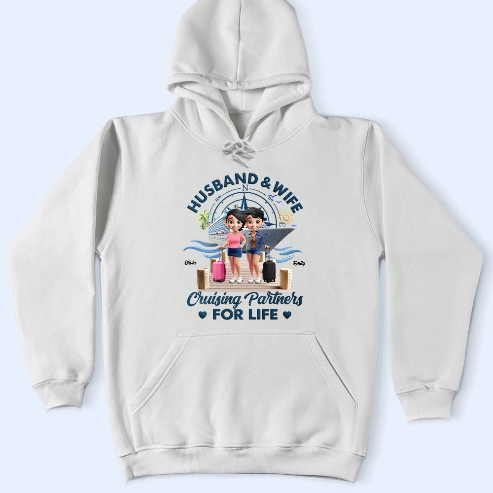 Happy,Gift For Yourself,Gift For Women,Gift For Men,Grilling - Cruising Partners For Life 3D Effect Couple - Personalized T Shirt