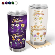 Gift For Grandma,Gift For Mother,Gift For Women,Happy - Crystal Birth Month Flower First Mom Now Grandma - Personalized Tumbler