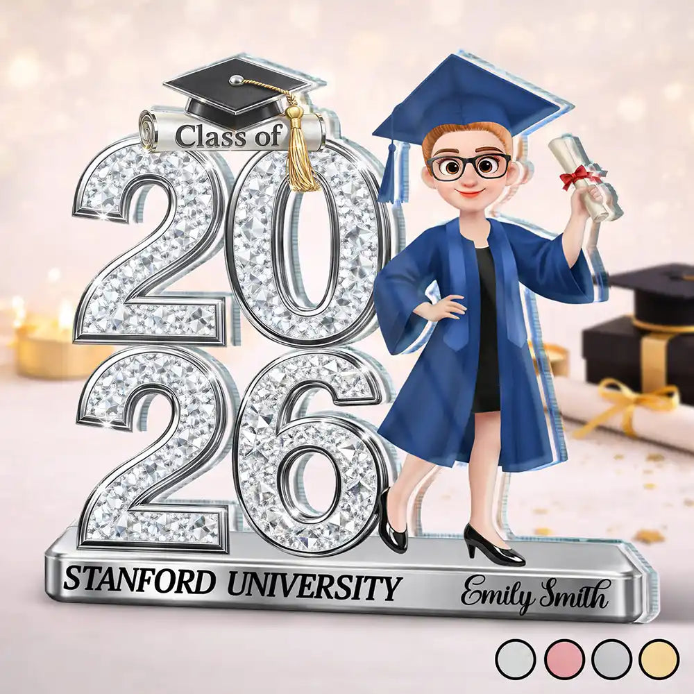 Crystal Effect Graduation Man Woman - Personalized Custom Shaped Acrylic Plaque