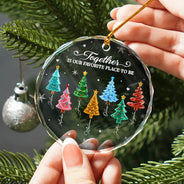 Sentimental,Christmas,Gift For Sibling,Icon - Crystal Effect Pine Trees The Greatest Gift Our Parents Gave Us Was Each Other - Personalized Circle Glass Ornament