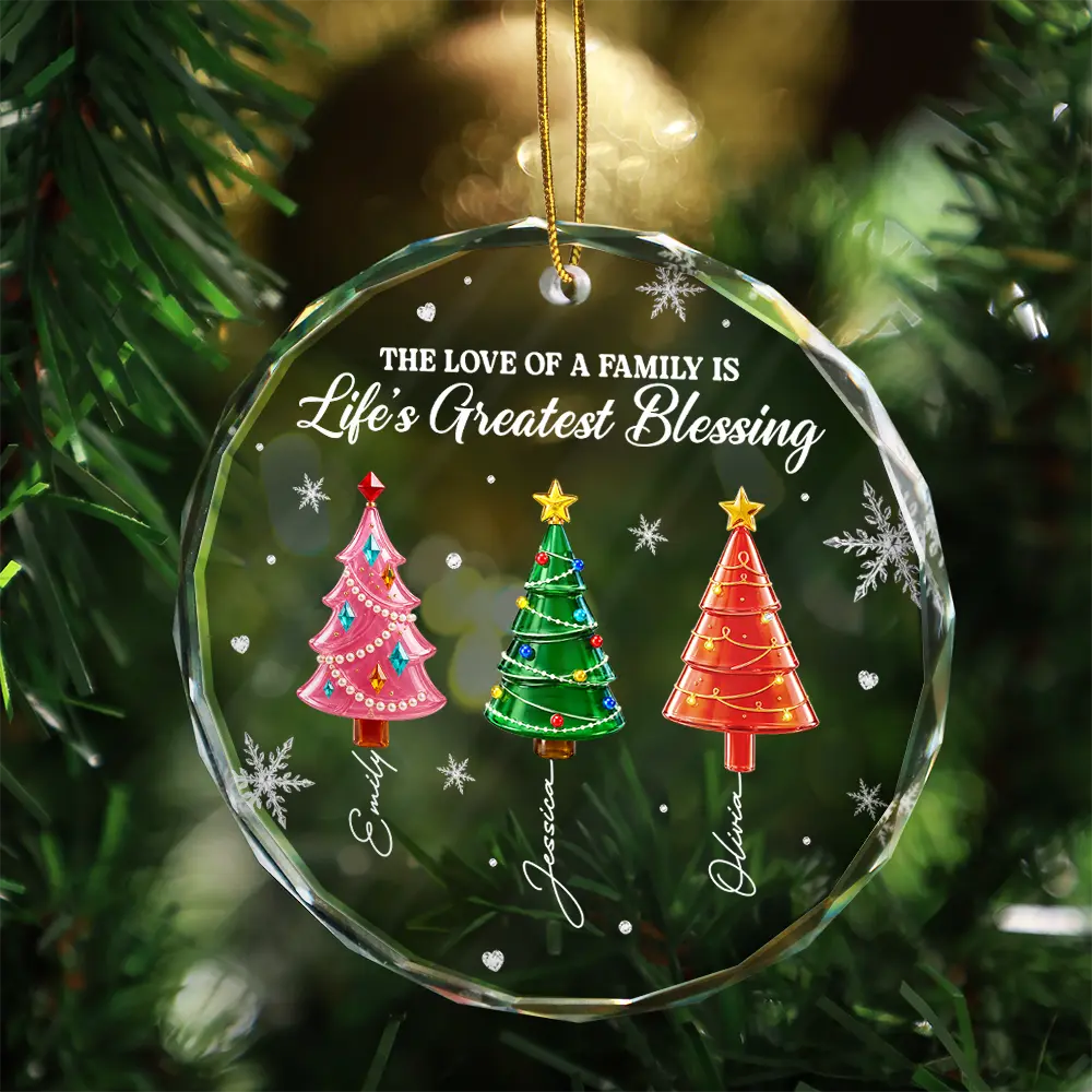 Sentimental,Christmas,Gift For Sibling,Icon - Crystal Effect Pine Trees The Greatest Gift Our Parents Gave Us Was Each Other - Personalized Circle Glass Ornament