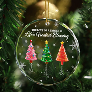 Sentimental,Christmas,Gift For Sibling,Icon - Crystal Effect Pine Trees The Greatest Gift Our Parents Gave Us Was Each Other - Personalized Circle Glass Ornament