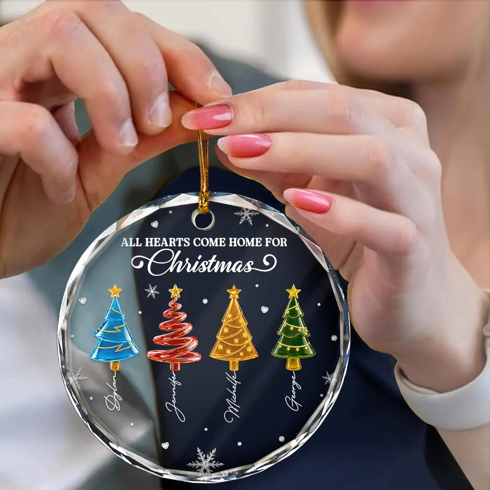 Sentimental,Christmas,Gift For Sibling,Icon - Crystal Effect Pine Trees The Greatest Gift Our Parents Gave Us Was Each Other - Personalized Circle Glass Ornament