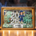 Graduation,Gift For Yourself,Gift For Men,Gift For Women,Gift For Daughter,Gift For Son,Gift For Bestie,Gift For Sibling,Happy,Vector - Crystal Effect Graduation Man Woman - Personalized Flower Light Box