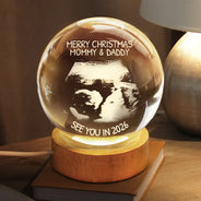 Custom Photo,Christmas,New Dad,New baby,New Mom,Happy - Custom Photo Baby Expecting See You In 2026 - Personalized Crystal Globe Lamp