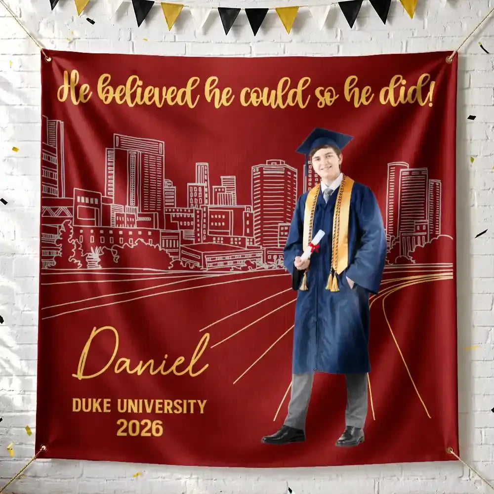 Graduation,Gift For Yourself,Gift For Daughter,Gift For Son,Gift For Bestie,Non-Eng,Photo,Proud - Custom Photo Congrats Grad A Sweet Ending To The New Beginning - Personalized Backdrop