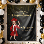Graduation,Gift For Yourself,Gift For Bestie,Gift For Daughter,Gift For Son,Photo,Vector,Proud - Custom Photo Congratulations On Your Graduation - Personalized Backdrop