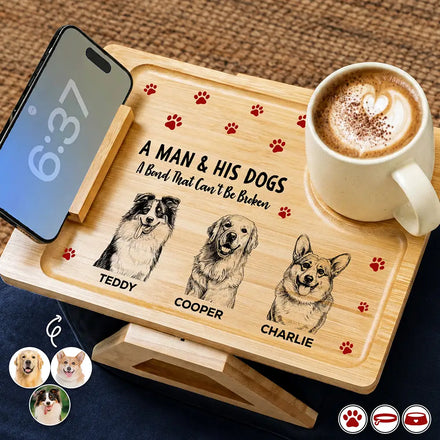 Custom Photo Dog Cat Pencil Sketch Gift For Pet Mom Dad - Personalized Couch Arm Table